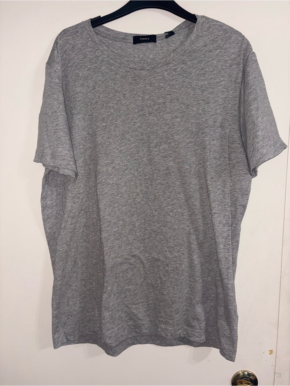 Theory Men's Grey Heather Crew Neck Short Sleeve Tee